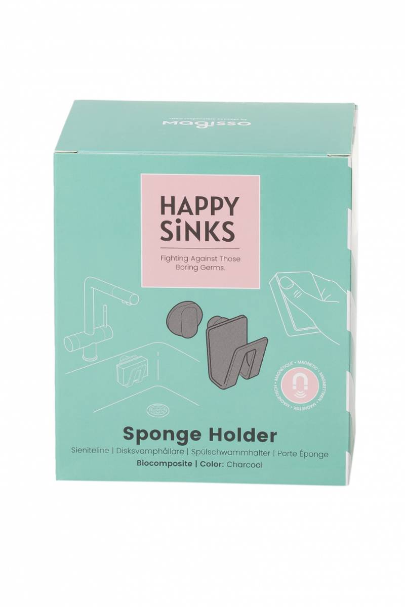 HAPPY SINKS Magnetisk Svampeholder i svart biokompositt