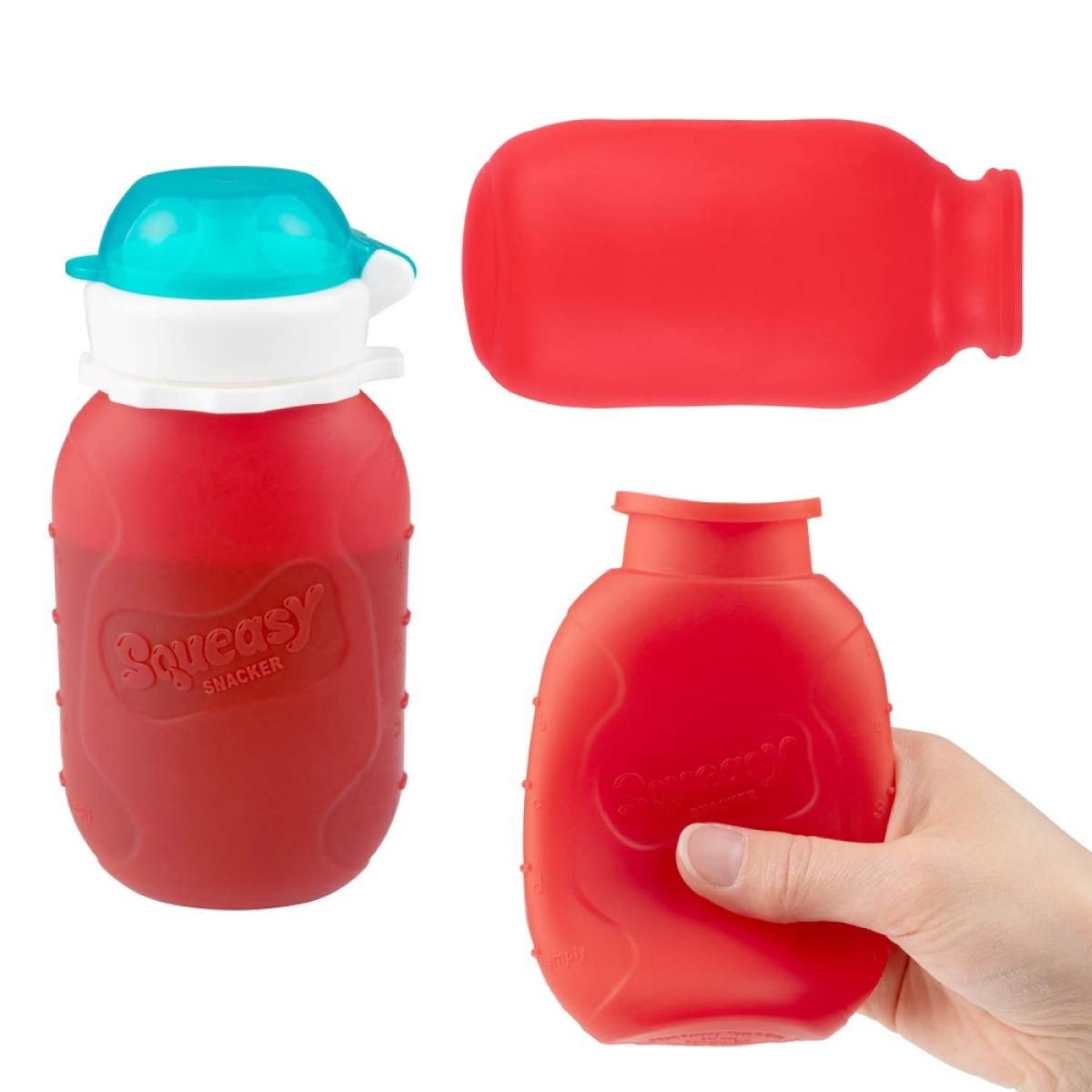 SQUEASY Klemmeflaske i silikon 180ml Rød