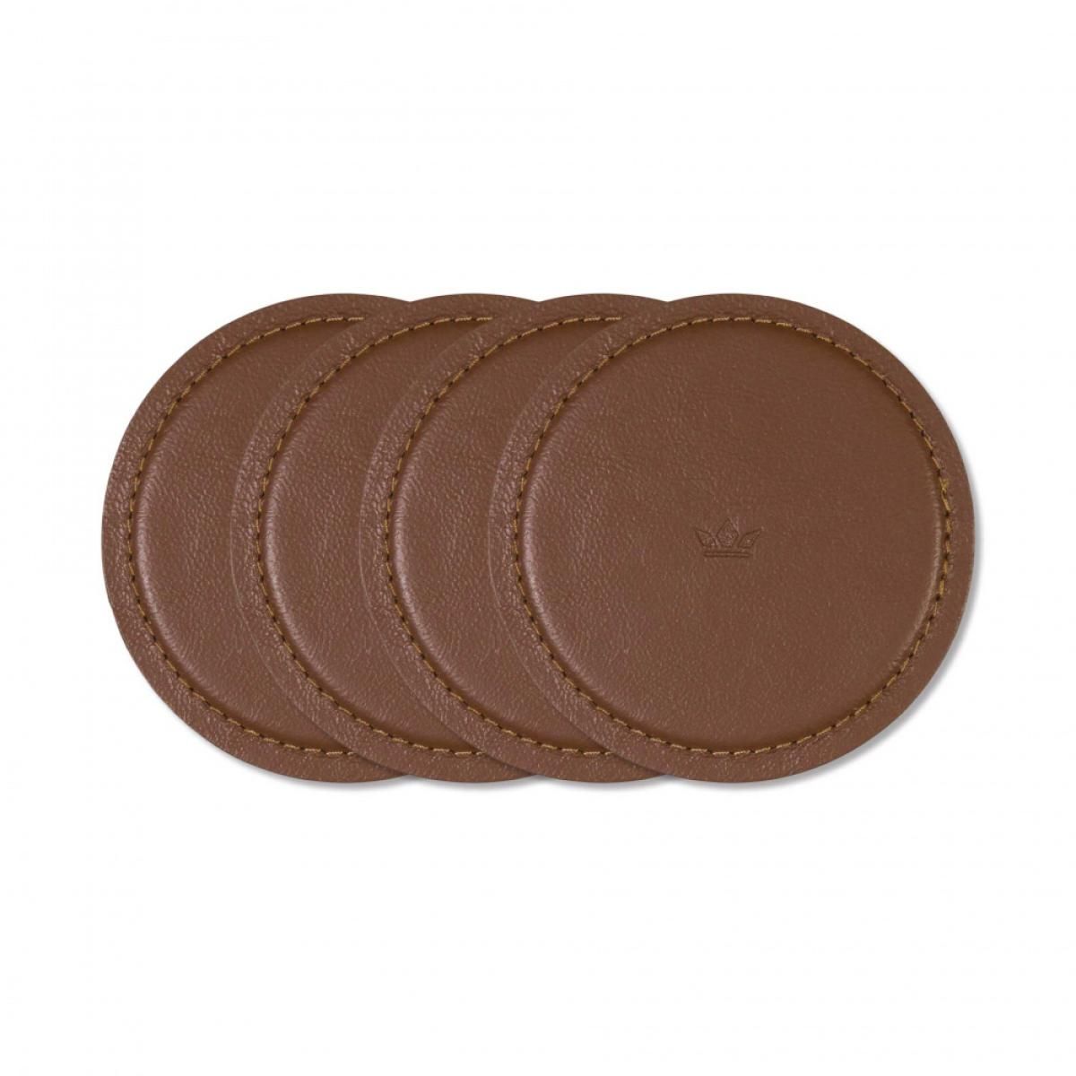 DUTCHDELUXES Drikkebrikke i skinn 4pk | Klassisk Brun