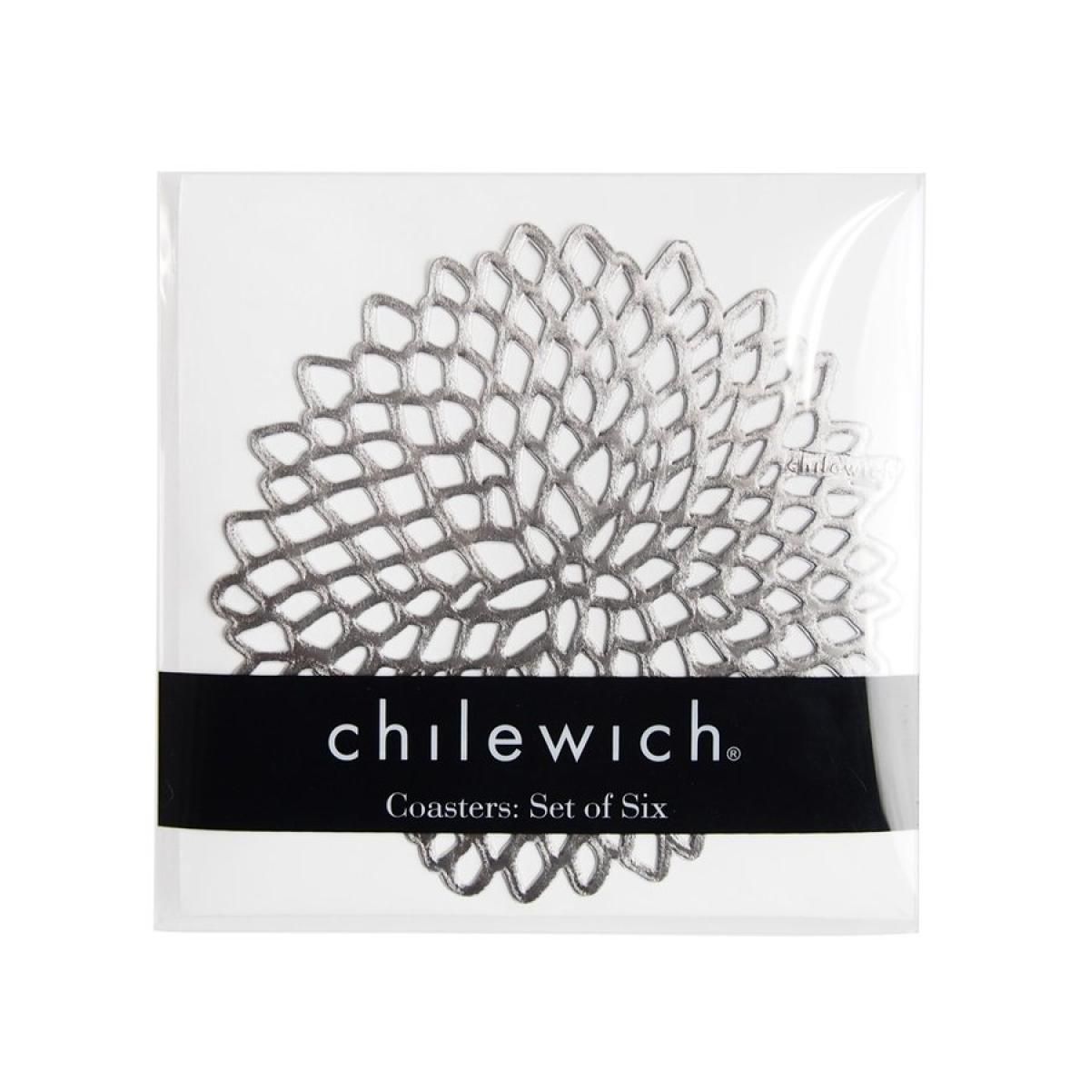 CHILEWICH Pressed Dahlia Glassunderlag 6pk 12.7x12.7cm GUNMETAL